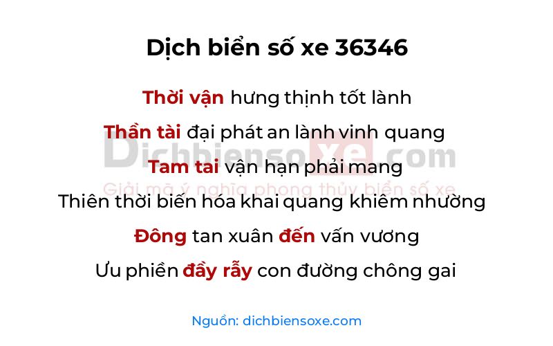 Dịch thơ biển số 36346