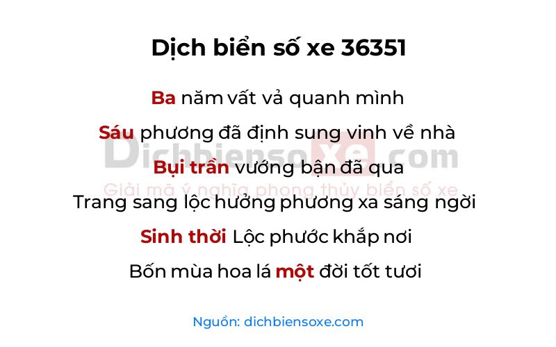 Dịch thơ biển số 36351