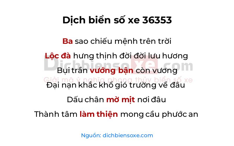 Dịch thơ biển số 36353