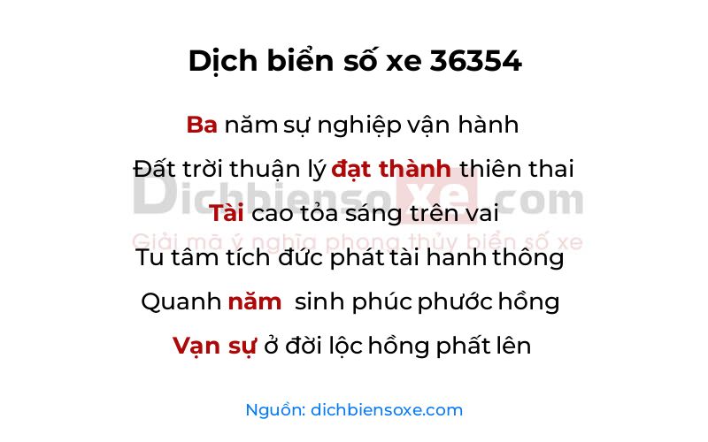 Dịch thơ biển số 36354