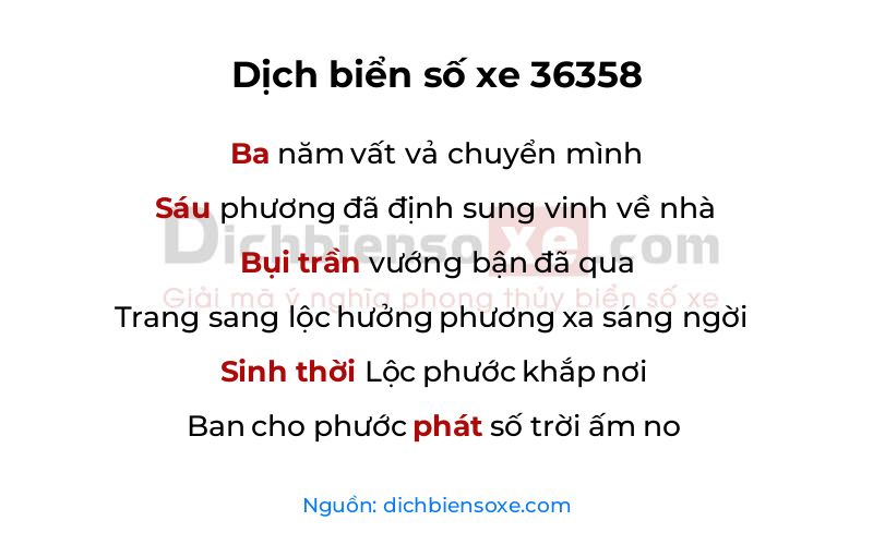 Dịch thơ biển số 36358