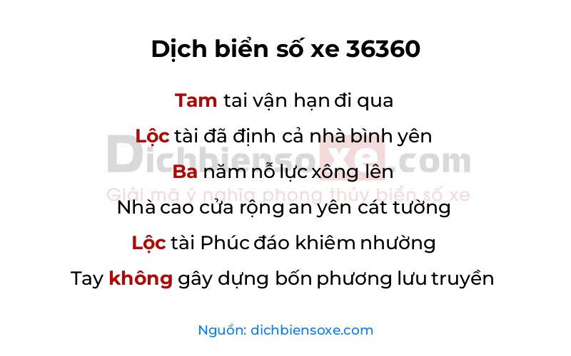 Dịch thơ biển số 36360