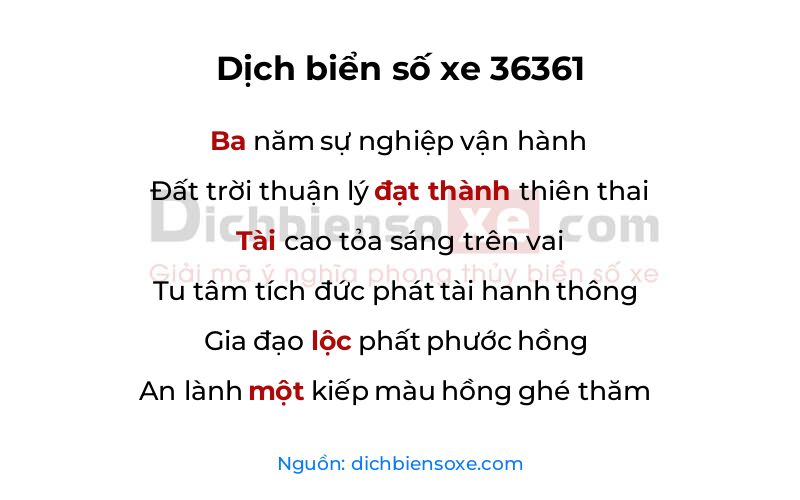Dịch thơ biển số 36361