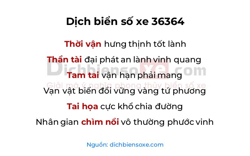 Dịch thơ biển số 36364