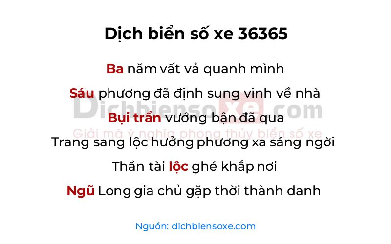 Dịch thơ biển số 36365
