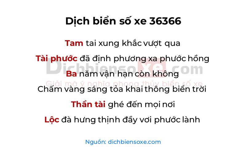 Dịch thơ biển số 36366