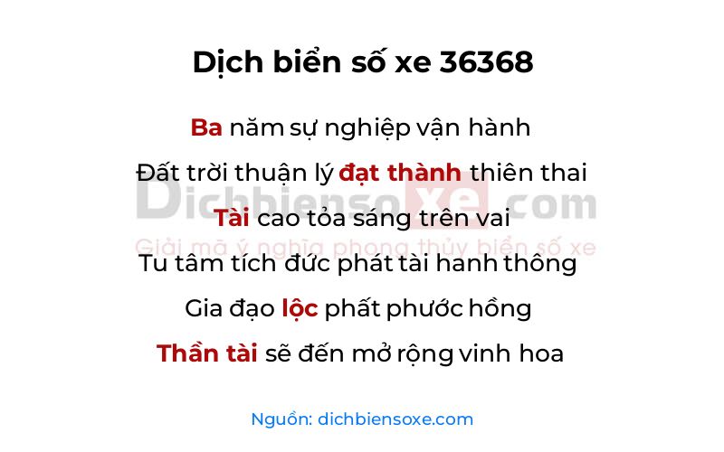 Dịch thơ biển số 36368