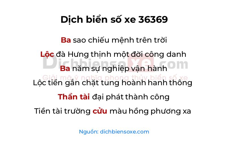 Dịch thơ biển số 36369
