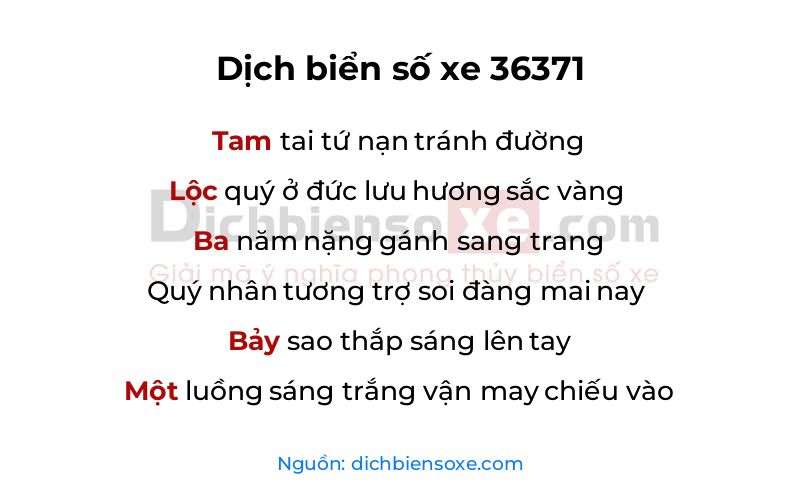 Dịch thơ biển số 36371