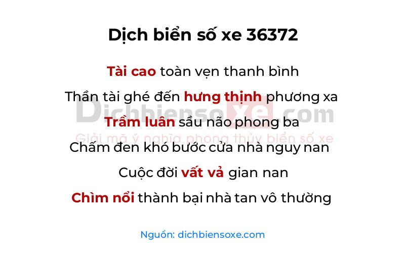 Dịch thơ biển số 36372