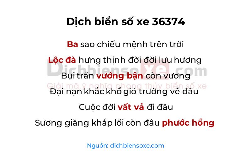 Dịch thơ biển số 36374