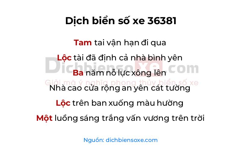 Dịch thơ biển số 36381