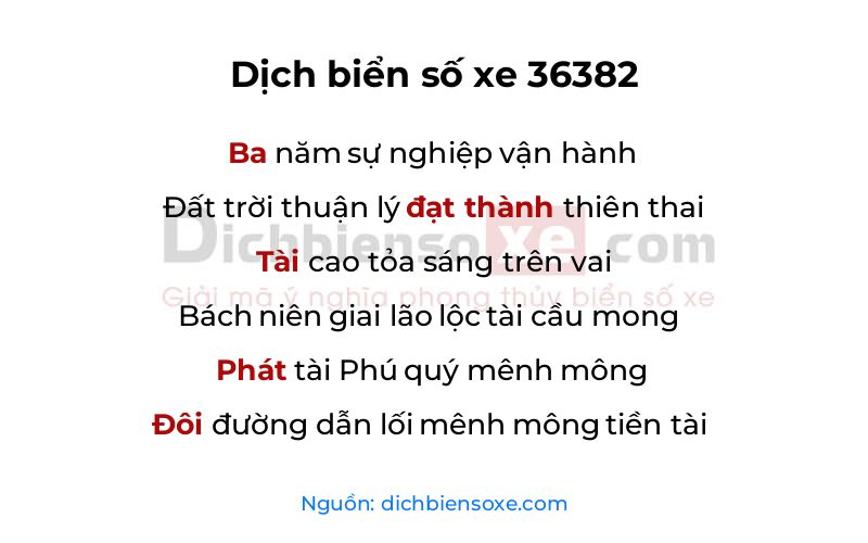 Dịch thơ biển số 36382