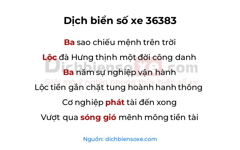 Dịch thơ biển số 36383