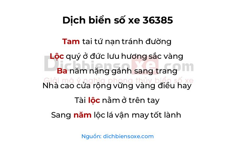 Dịch thơ biển số 36385