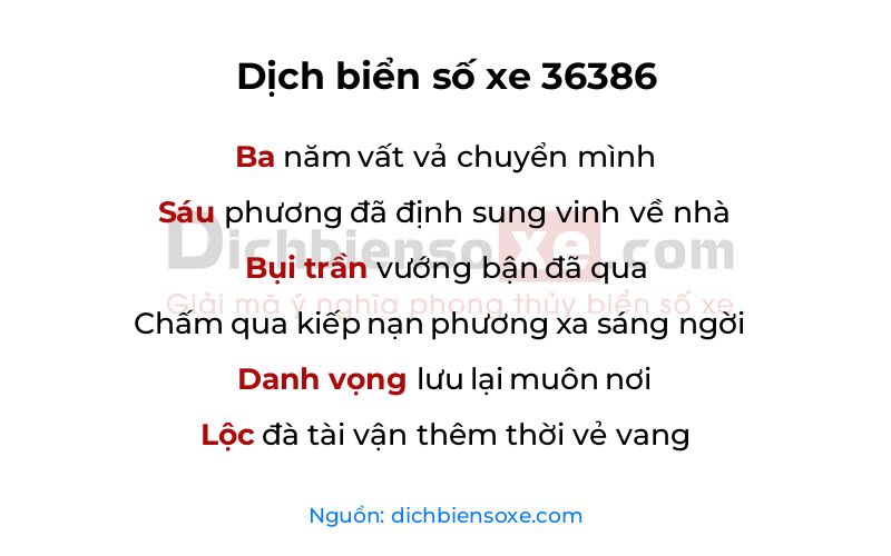 Dịch thơ biển số 36386
