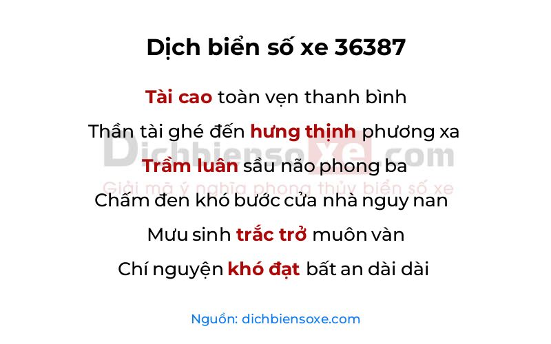 Dịch thơ biển số 36387