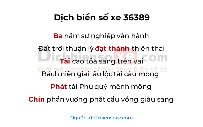 Dịch thơ biển số 36389