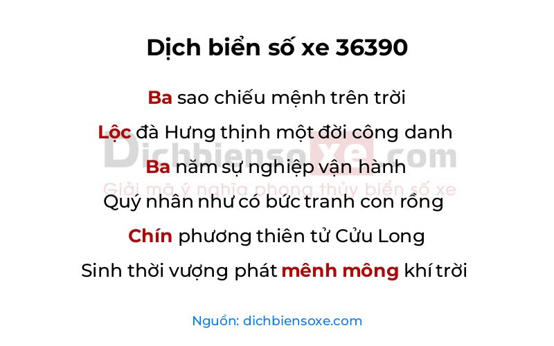Dịch thơ biển số 36390