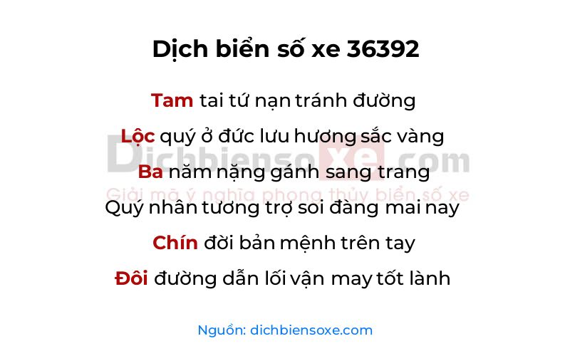 Dịch thơ biển số 36392
