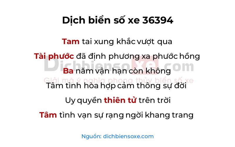 Dịch thơ biển số 36394