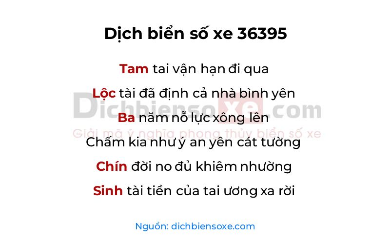 Dịch thơ biển số 36395