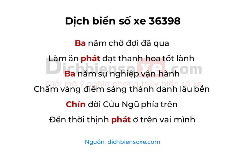 Dịch thơ biển số 36398