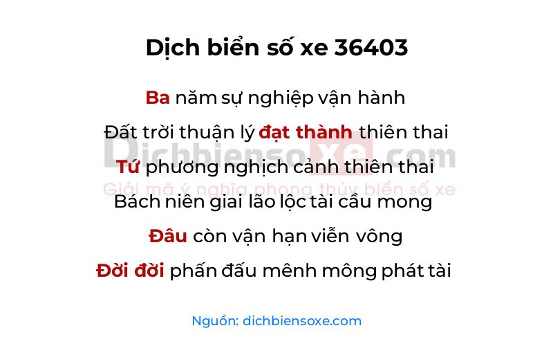 Dịch thơ biển số 36403