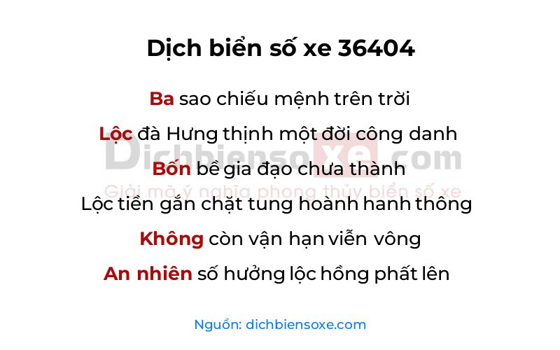 Dịch thơ biển số 36404
