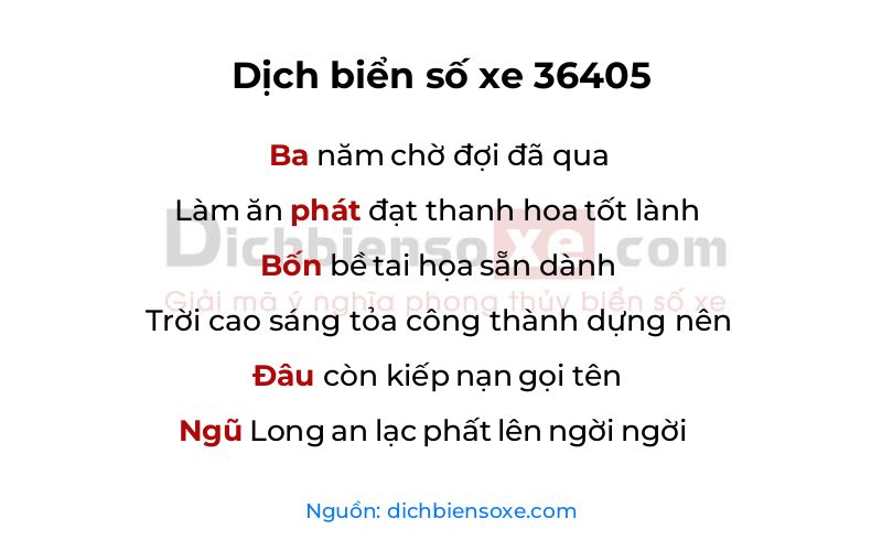 Dịch thơ biển số 36405