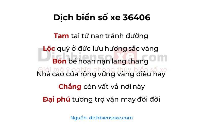 Dịch thơ biển số 36406