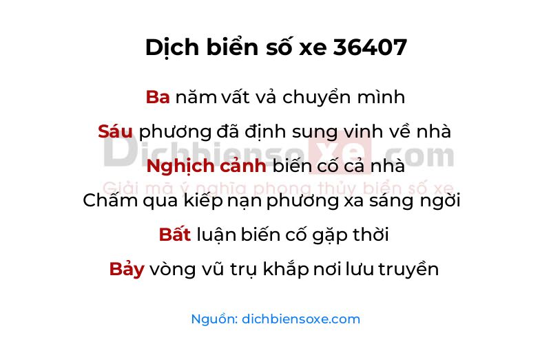Dịch thơ biển số 36407