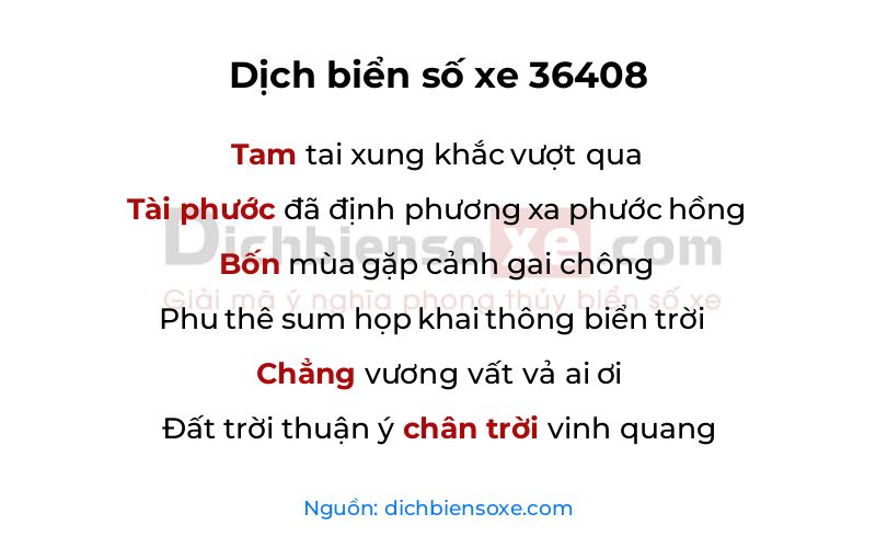 Dịch thơ biển số 36408