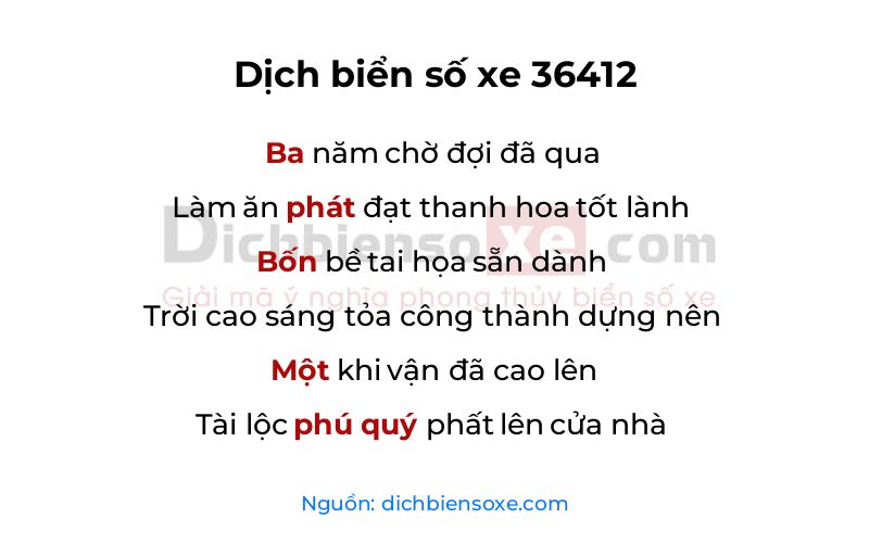 Dịch thơ biển số 36412