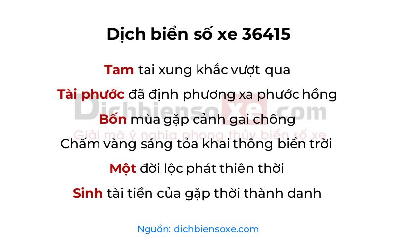 Dịch thơ biển số 36415