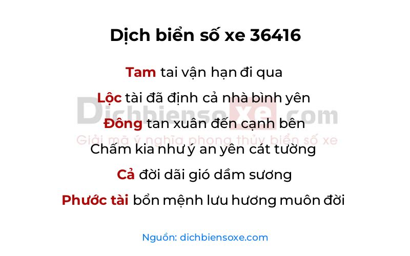 Dịch thơ biển số 36416