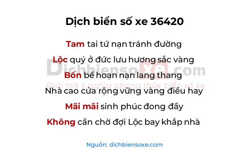 Dịch thơ biển số 36420