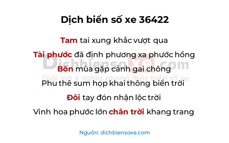 Dịch thơ biển số 36422