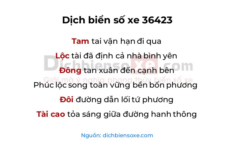 Dịch thơ biển số 36423