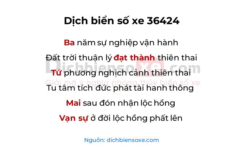 Dịch thơ biển số 36424