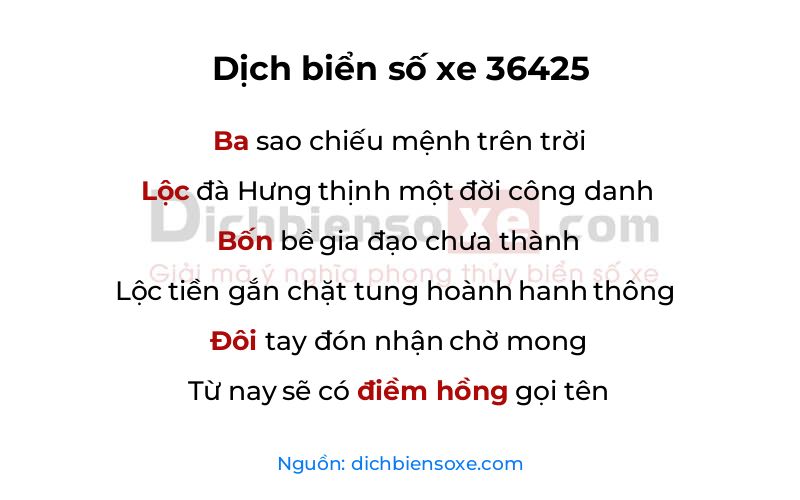 Dịch thơ biển số 36425
