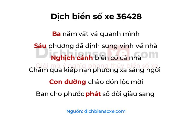 Dịch thơ biển số 36428