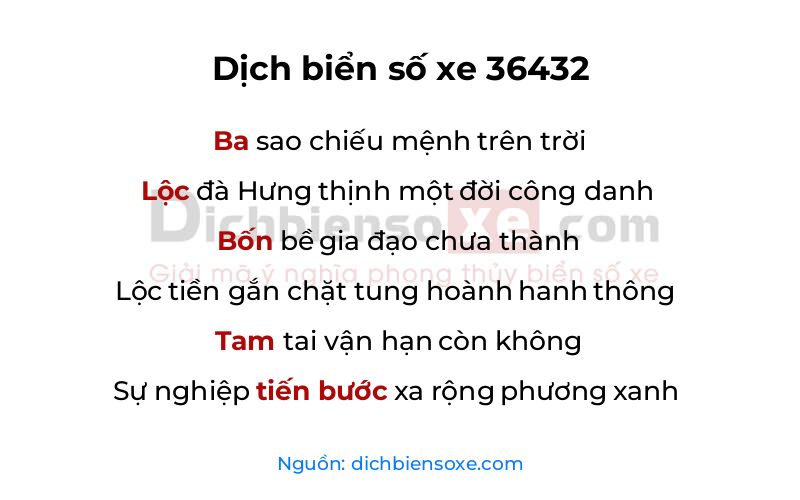 Dịch thơ biển số 36432