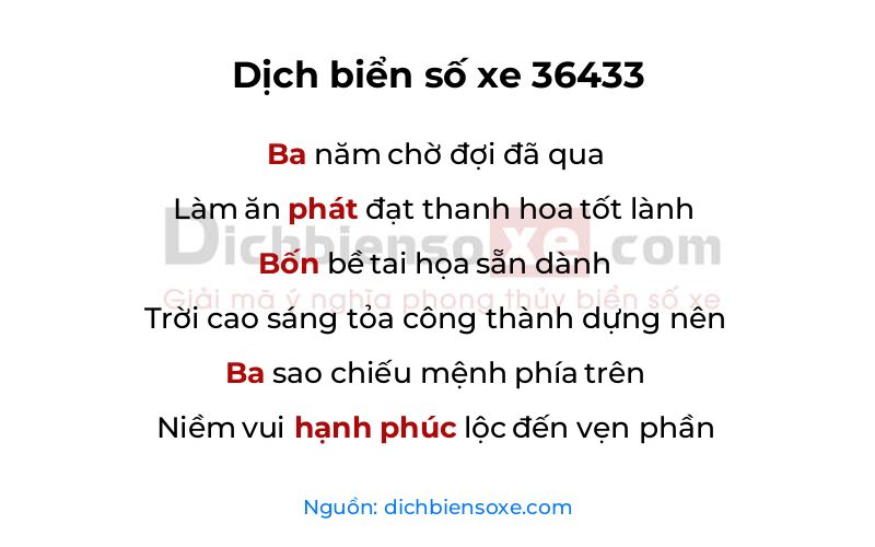 Dịch thơ biển số 36433
