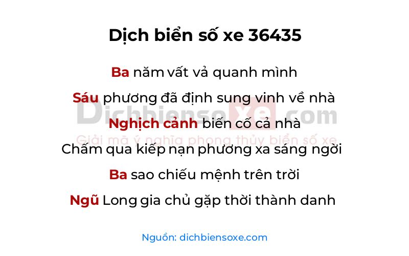 Dịch thơ biển số 36435
