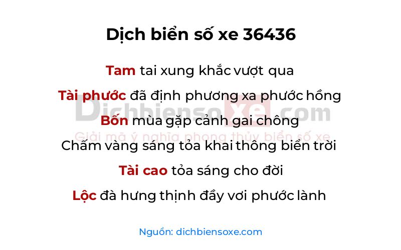 Dịch thơ biển số 36436