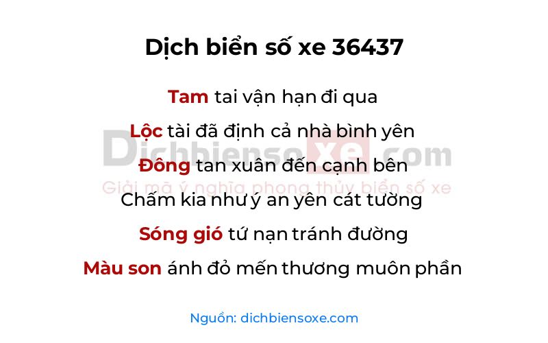 Dịch thơ biển số 36437