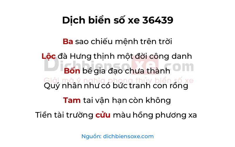 Dịch thơ biển số 36439