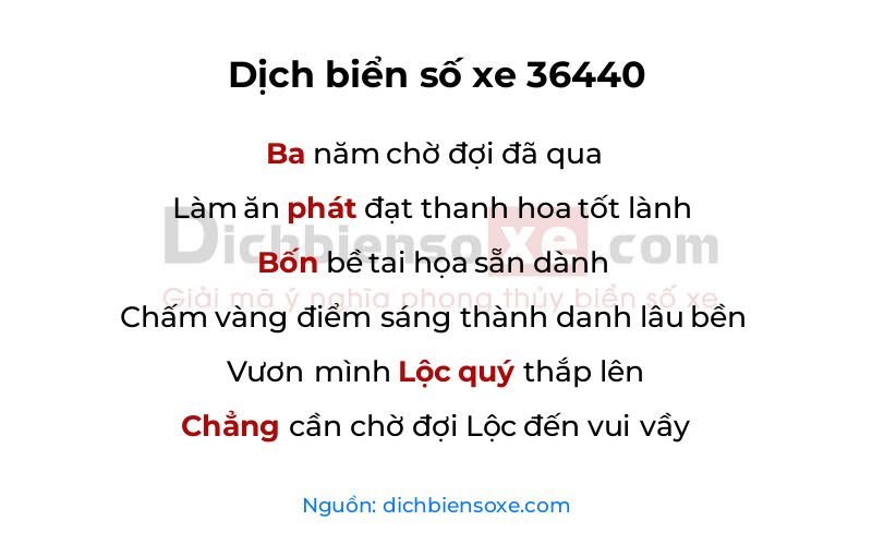 Dịch thơ biển số 36440