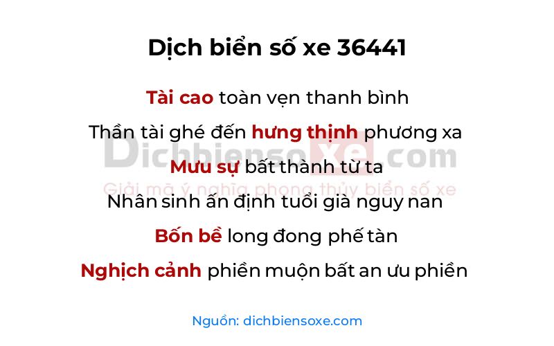 Dịch thơ biển số 36441